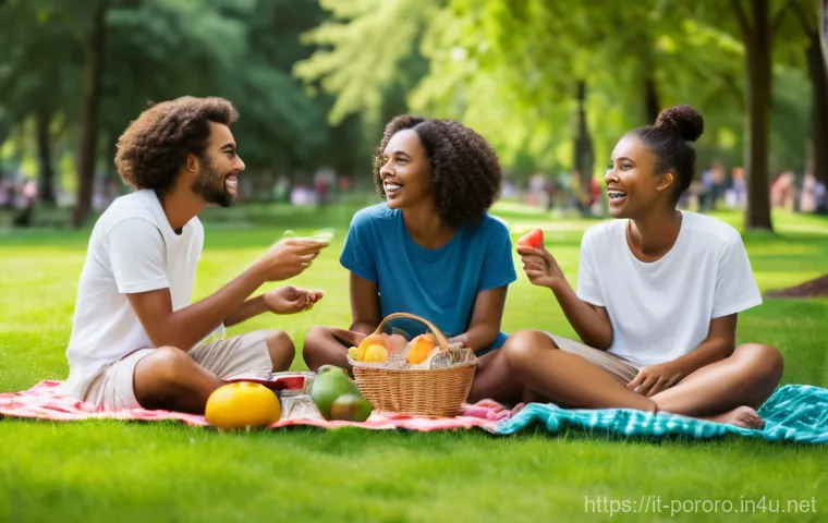 뽀로로 피규어 컬렉션 가이드 - **Prompt 1:** A diverse group of four friends, all in their early twenties, enjoying a vibrant, sun-...