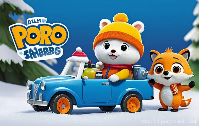 뽀로로의 사회적 메시지 전달 - **"An adorable animated scene featuring Pororo the penguin and Crong the dinosaur. Initially, they a...