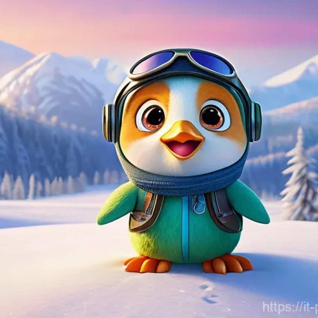 뽀로로 인기 요인 분석 - **Prompt:** An animated scene featuring Pororo, the small, curious penguin hero, wearing his iconic ...