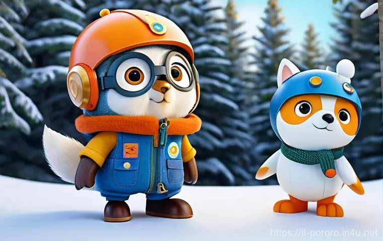 뽀로로 인기 요인 분석 - **Prompt:** A heartwarming animated illustration showcasing Pororo and his diverse group of friends ...