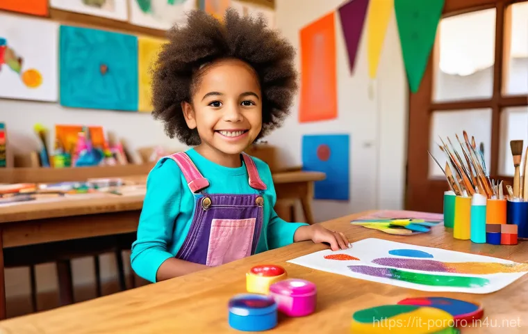 뽀로로의 교육적 효과 연구 - **"Curiosity Ignited: A diverse group of four children, aged approximately 6-9, are enthusiastically...