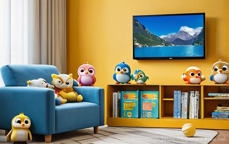뽀로로의 국내 vs 해외 인기 차이 - **Pororo, The Children's President in Korea:**
    "A vibrant, bustling outdoor scene in a modern So...