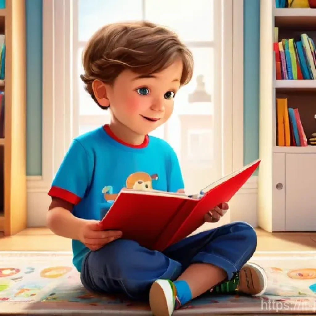 뽀로로 학습 콘텐츠로 영어 배우기 - A bright, colorful illustration depicting a curious 5-year-old child of European descent, with short...