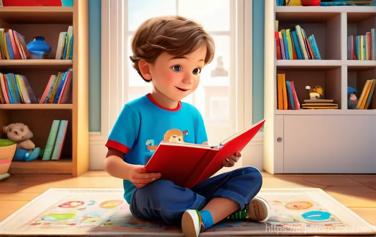 뽀로로 학습 콘텐츠로 영어 배우기 - A bright, colorful illustration depicting a curious 5-year-old child of European descent, with short...