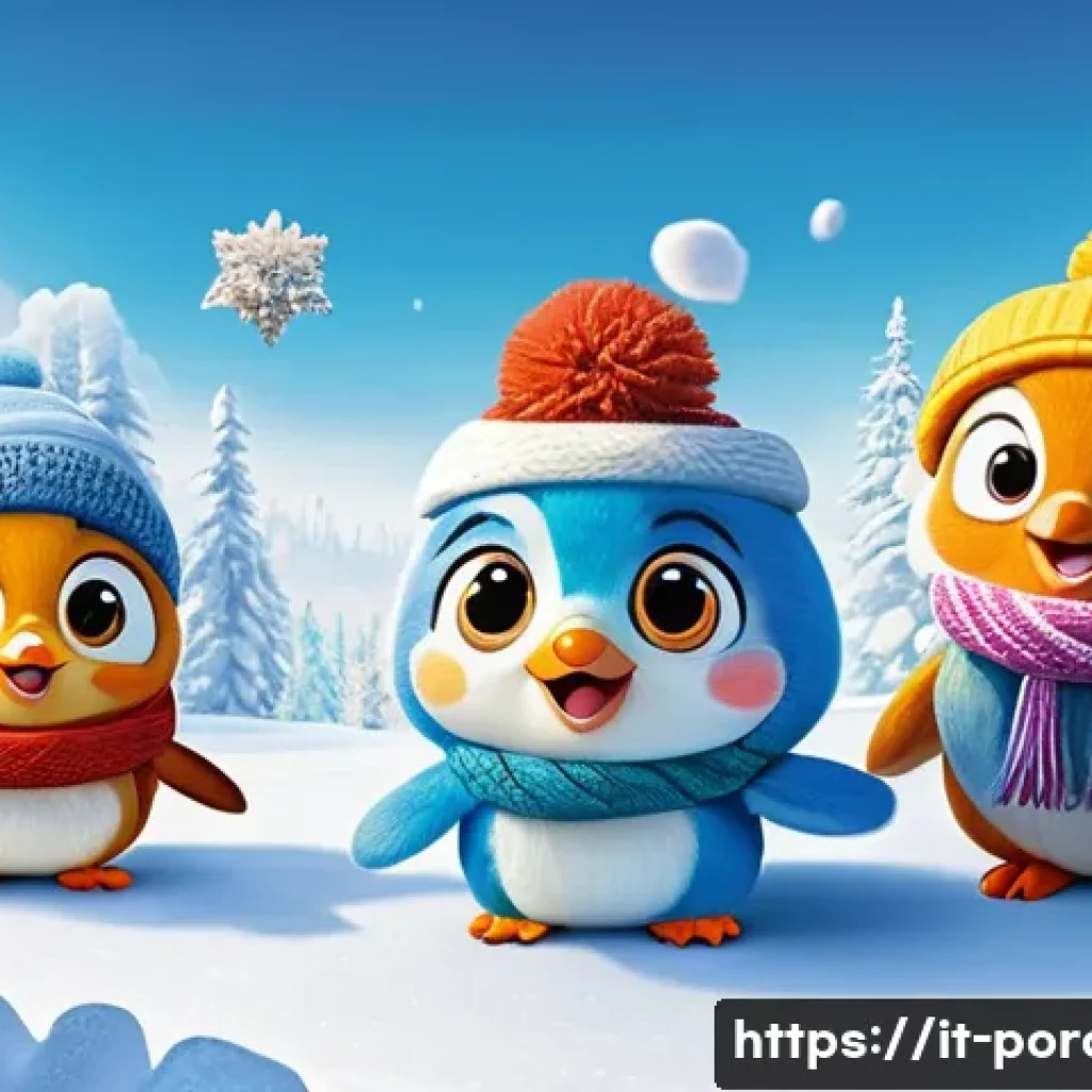 뽀로로의 주요 시청층 분석 - **Prompt 1: Winter Wonderland Friendship**
    An adorable group of animated characters, including P...