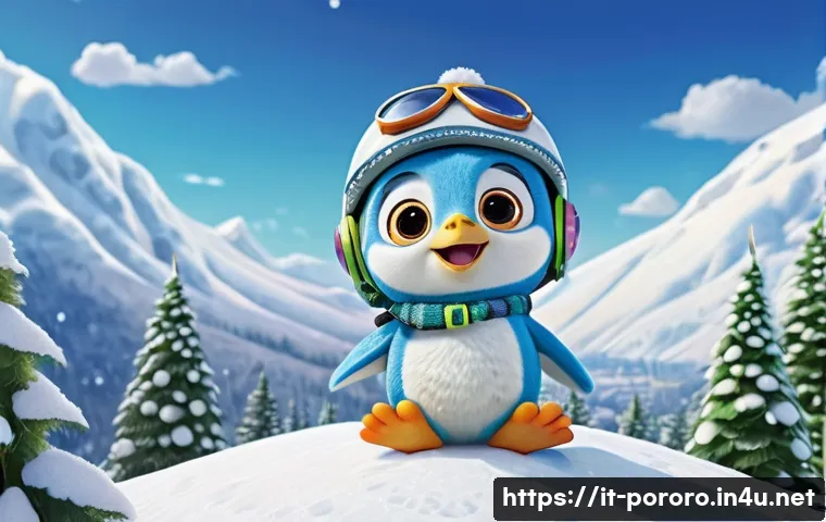 뽀로로 캐릭터 관련 퀴즈 - **Pororo's Snowy Flight Dream:** A vibrant, whimsical animated scene featuring Pororo, the small blu...