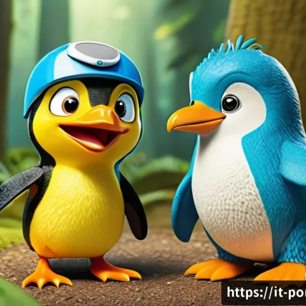 뽀로로와 크롱의 웃긴 순간 모음 - A playful scene featuring two cartoon-style characters resembling a penguin and a small dinosaur, en...