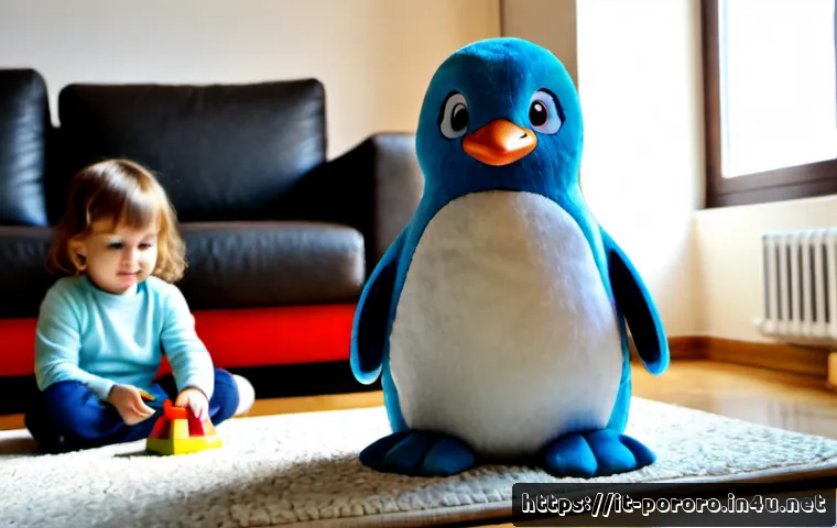 뽀로로의 학습용 스마트토이 - Photorealistic Italian family living room in Milan, a cheerful preschool child sitting on a soft rug...